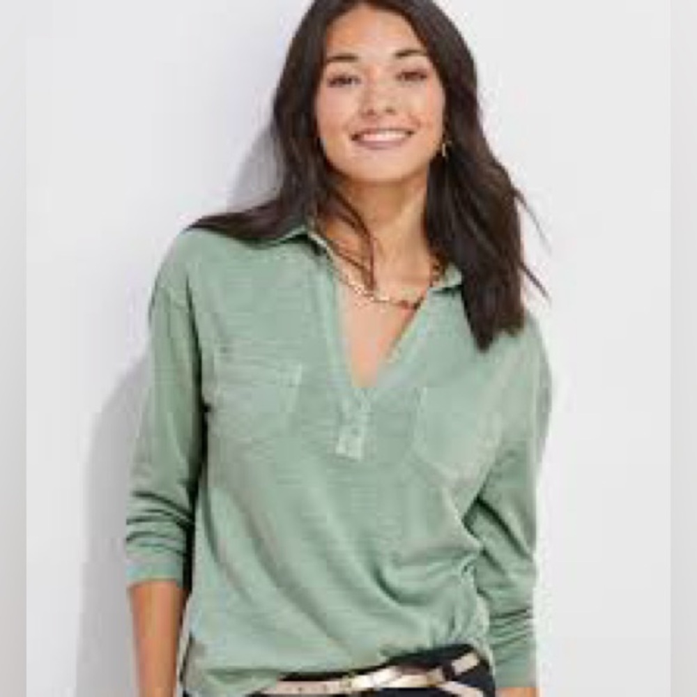 Vineyard Vines Women's Popover Surf Polo - Sage Olive - Small